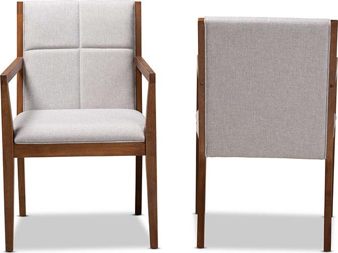 Wholesale Interiors Accent Chairs - Theresa Greige And Walnut Effect 2-Piece Chair Set