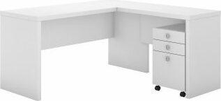 Bush Business Furniture Home Office Sets - L Shaped Desk with Mobile File Cabinet Pure White & Pure White