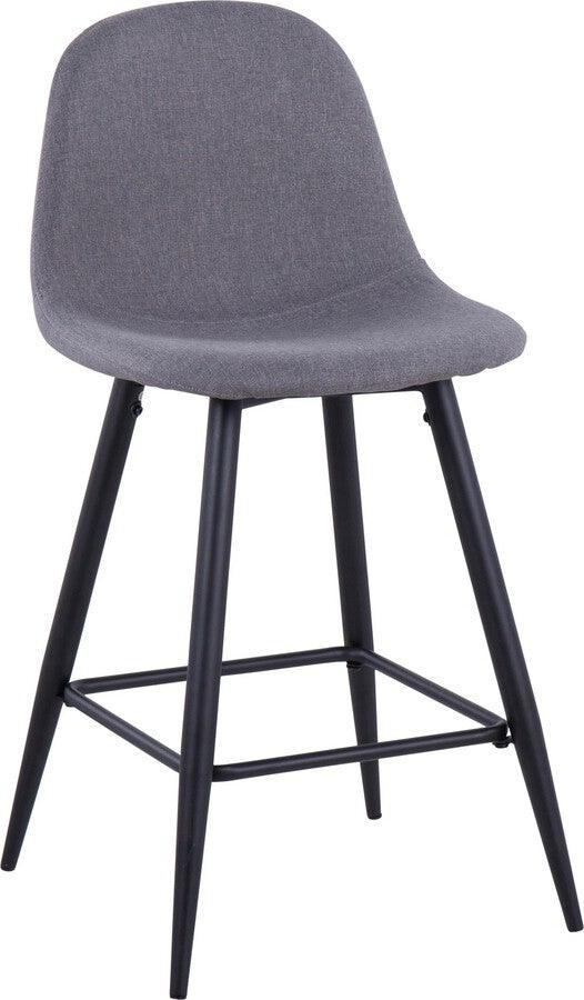 Lumisource Barstools - Pebble Counter Stool In Black Metal & Charcoal Fabric (Set of 2)