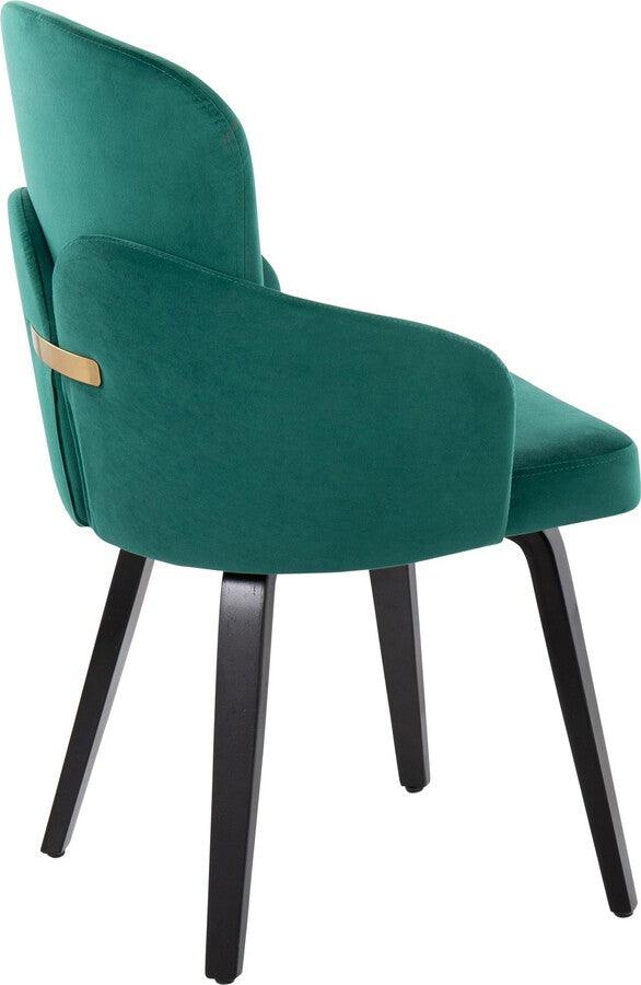 Lumisource Dining Chairs - Dahlia Contemporary Dining Chair In Black Wood & Green Velvet With Gold Accent (Set of 2)