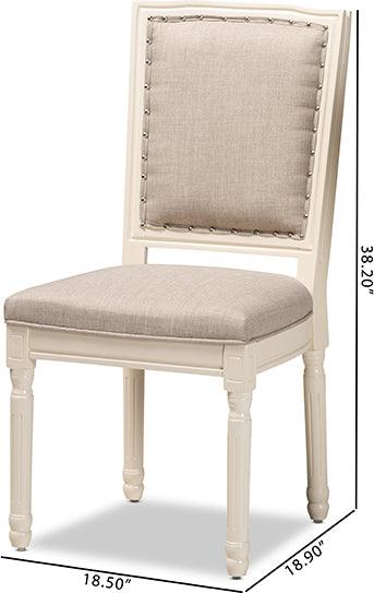 Wholesale Interiors Dining Chairs - Louane Traditional Grey Fabric and White Wood 2-Piece Dining Chair Set