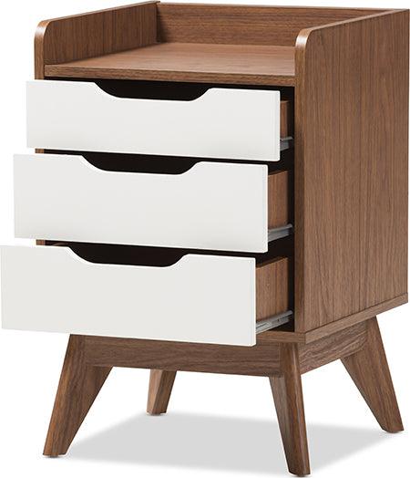 Wholesale Interiors Nightstands & Side Tables - Brighton Nightstand White/Walnut Brown