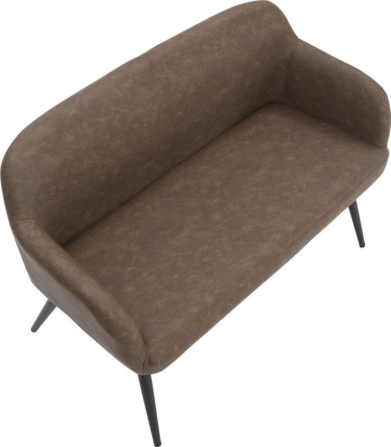 Lumisource Benches - Daniella Industrial High Back Bench In Black Metal & Espresso Faux Leather