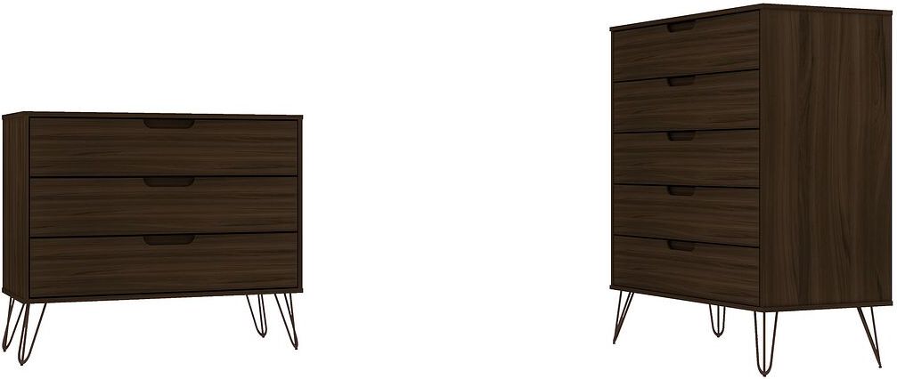 Manhattan Comfort Bedroom Sets - Rockefeller 5-Drawer & 3-Drawer Brown Dresser Set