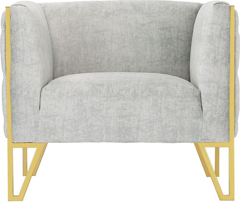 Manhattan Comfort Accent Chairs - Vector Grey and Gold Velvet Accent Chair