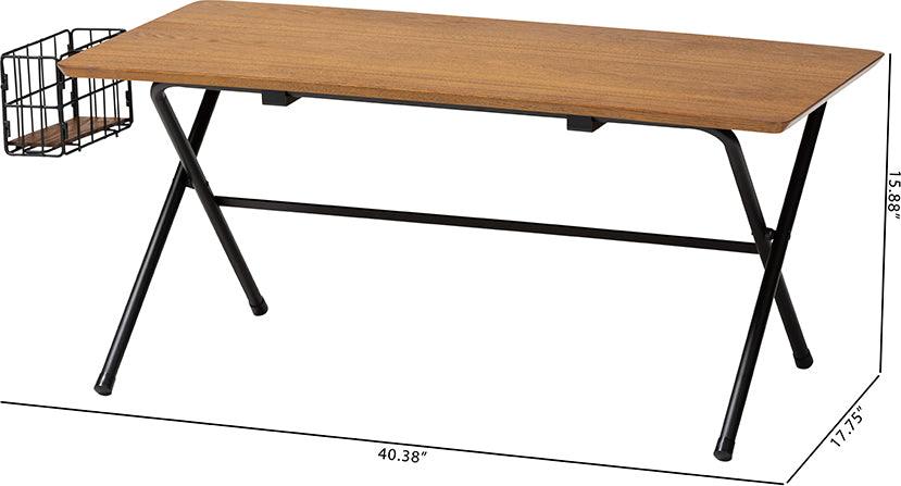 Wholesale Interiors Coffee Tables - Mariela Natural Brown and Black Low Profile Coffee Table with Basket
