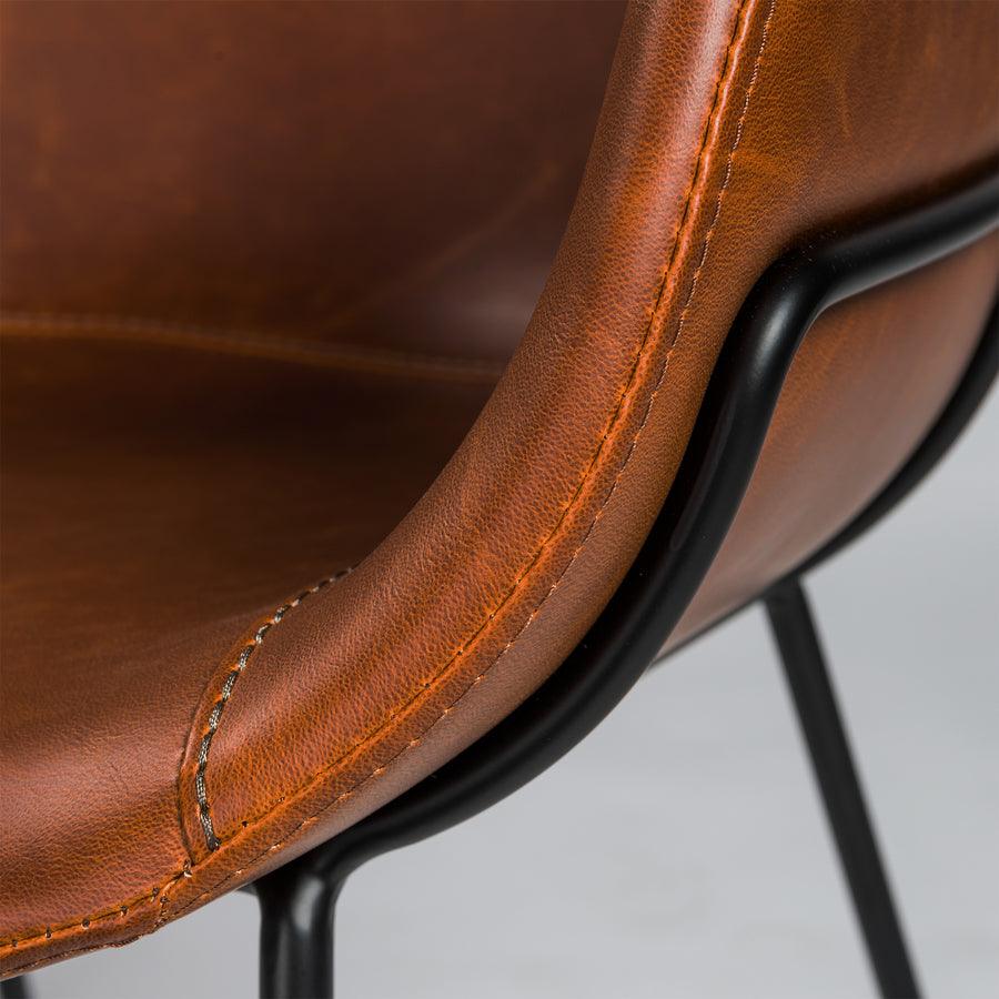 Euro Style Dining Chairs - Zach Armchair Dark Brown & Matte Black- Set of 2