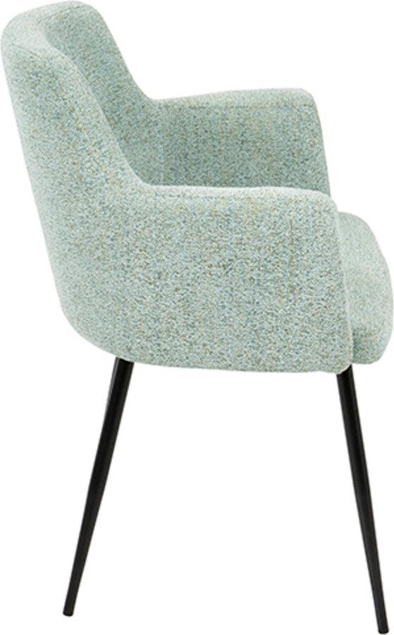 Lumisource Dining Chairs - Andrew Contemporary Dining/Accent Chair in Black with Seafoam Green Fabric - Set of 2
