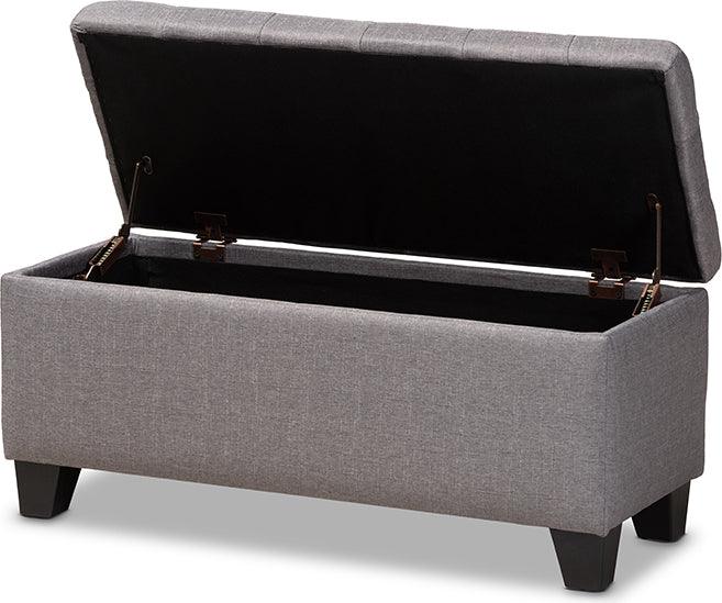 Wholesale Interiors Ottomans & Stools - Fera Modern And Contemporary Gray Fabric Upholstered Storage Ottoman