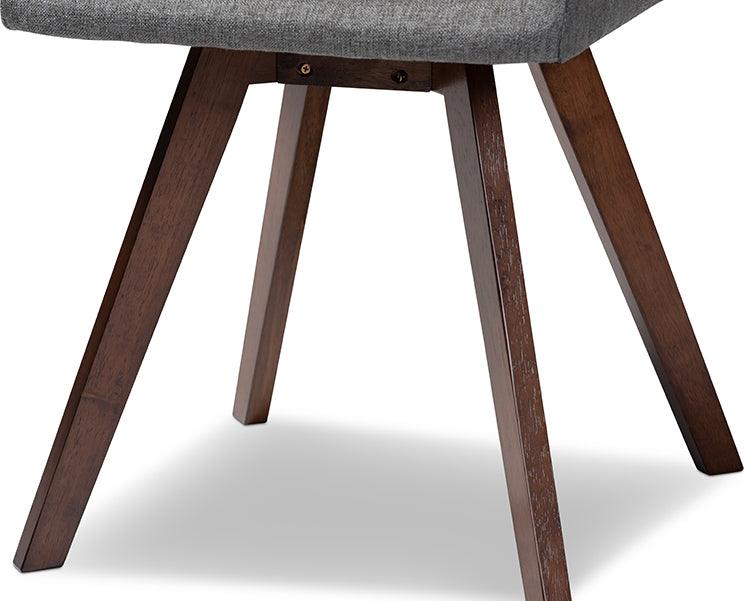 Wholesale Interiors Dining Sets - Pernille Modern Transitional Grey Fabric Upholstered Walnut Finished Wood 5-Piece Dining Set
