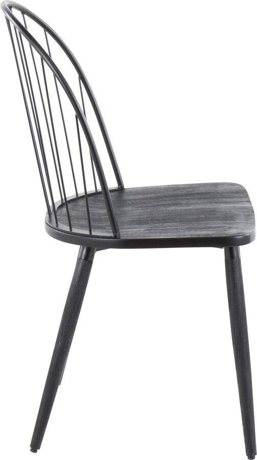Lumisource Dining Chairs - Riley Industrial High Back Armless Chair in Black Metal and Black Wood - Set of 2