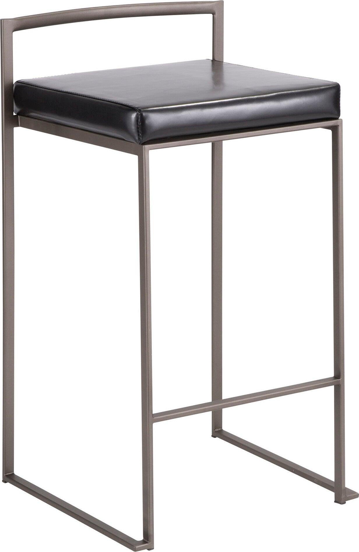 Lumisource Barstools - Fuji Stacker Counter Stool Antique & Black (Set of 2)