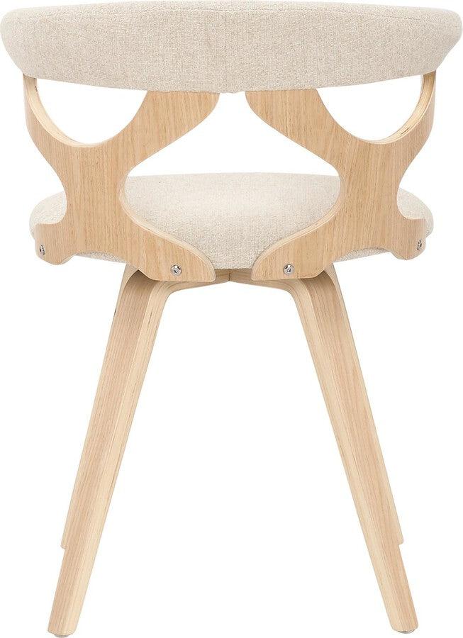 Lumisource Dining Chairs - Gardenia Mid-Century Modern Dining/accent Chair with Swivel in Natural Wood and Cream Fabric