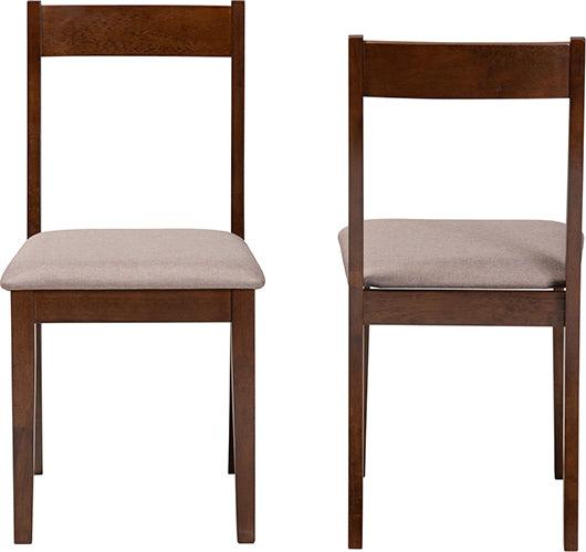 Wholesale Interiors Dining Chairs - Carola Mid-Century Modern Grey Fabric And Brown Finished Wood 2-Piece Dining Chair Set