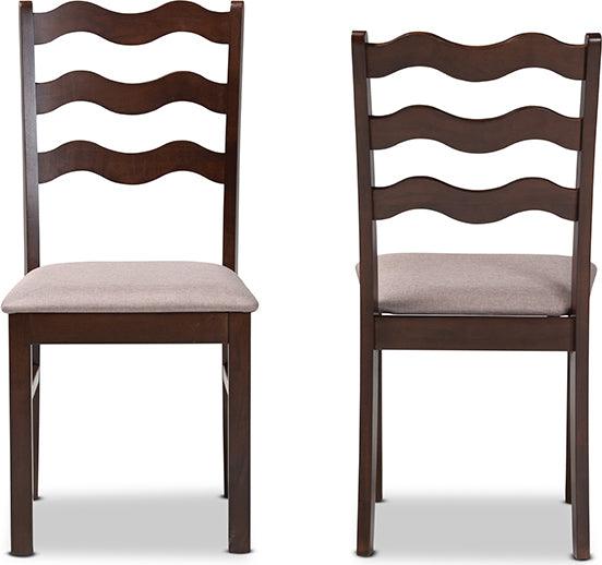 Wholesale Interiors Dining Chairs - Amara Mid-Century Modern Warm Grey Fabric and Dark Brown Finished Wood 2-Piece Dining Chair Set