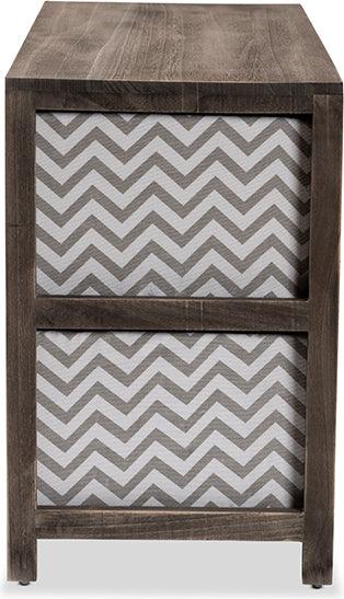 Wholesale Interiors Bedroom Organization - Jorah Modern Grey and White Fabric Greywashed Wood 4-Basket Storage Unit