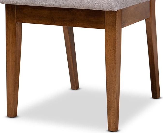 Wholesale Interiors Dining Sets - Rosa Grey Fabric Upholstered and Walnut Brown Finished Wood 7-Piece Dining Set