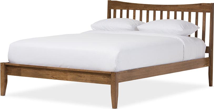 Wholesale Interiors Beds - Edeline Mid-Century Modern Solid Walnut Wood Curvaceous Slatted Full Size Platform Bed