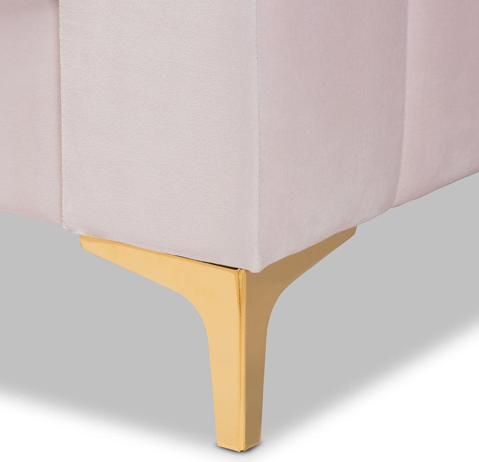 Wholesale Interiors Daybeds - Oksana Light Pink Velvet & Gold Finished Full Size Daybed