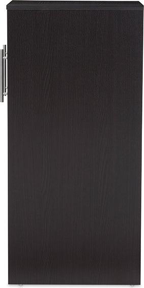 Wholesale Interiors Bookcases & Display Units - Lindo Dark Brown Wood Bookcase With Two Pulled-Out Doors Shelving Cabinet