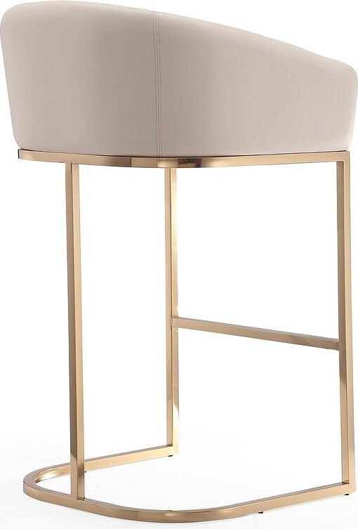 Manhattan Comfort Barstools - Louvre 40 in. Cream and Titanium Gold Stainless Steel Barstool (Set of 2)