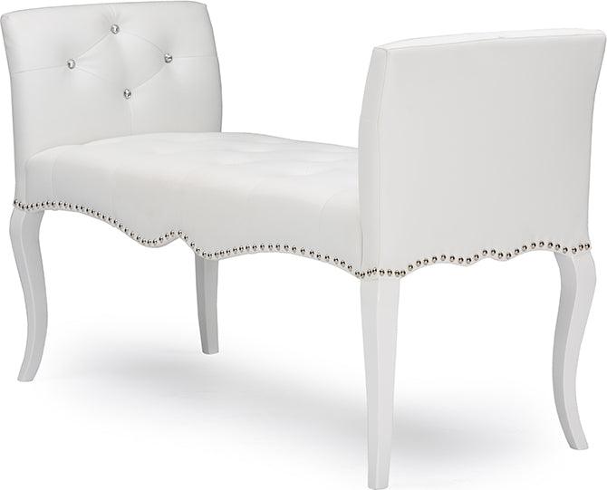 Wholesale Interiors Benches - Kristy Modern and Contemporary White Faux Leather Classic Seating Bench White
