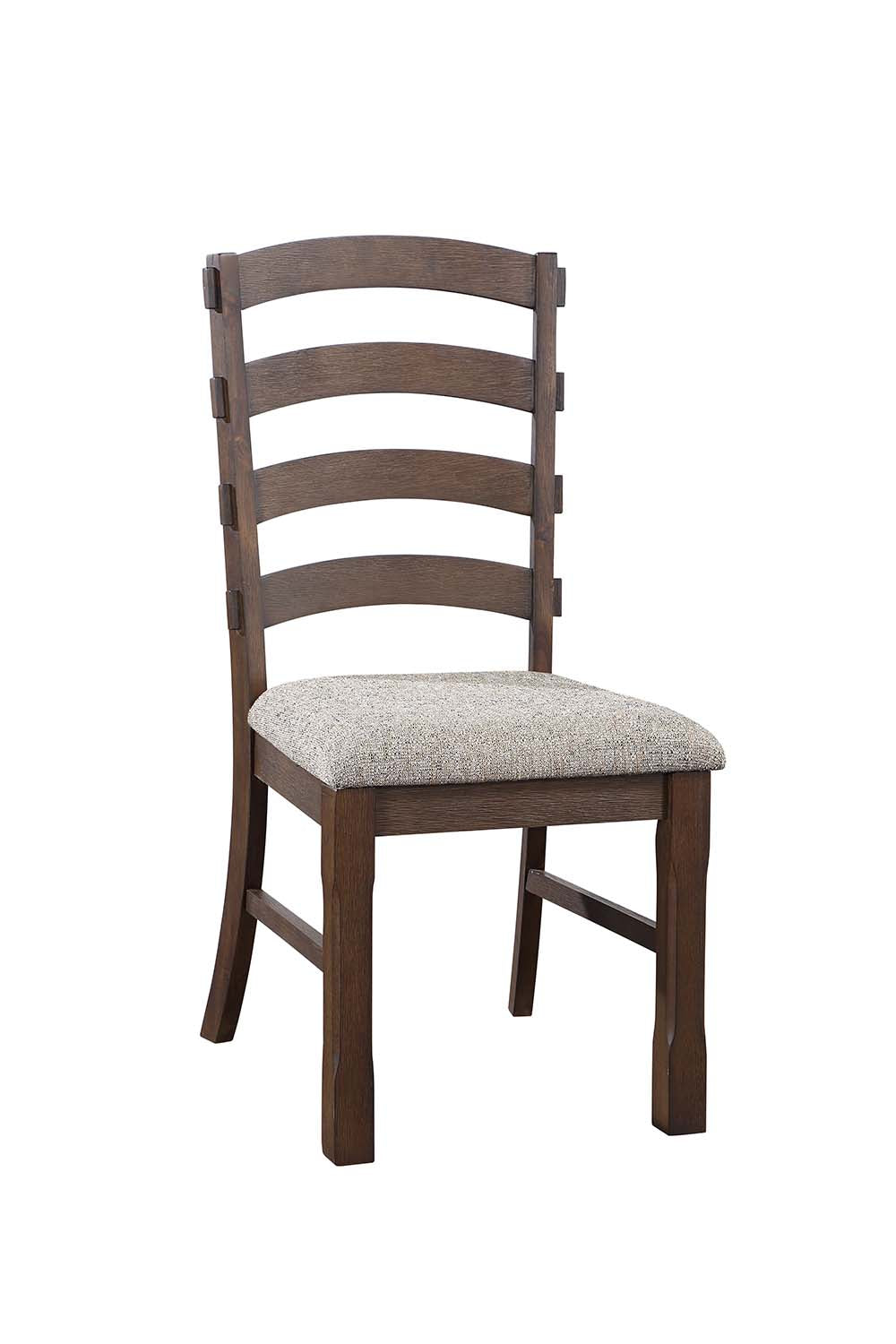 ACME Dining Chairs - ACME Pascaline Side Chair (Set-2), Gray Fabric, Rustic Brown & Oak Finish