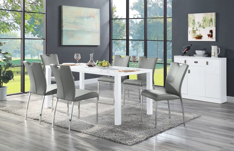 ACME Dining Chairs - ACME Pagan Side Chair (Set-2), Gray PU & Chrome Finish