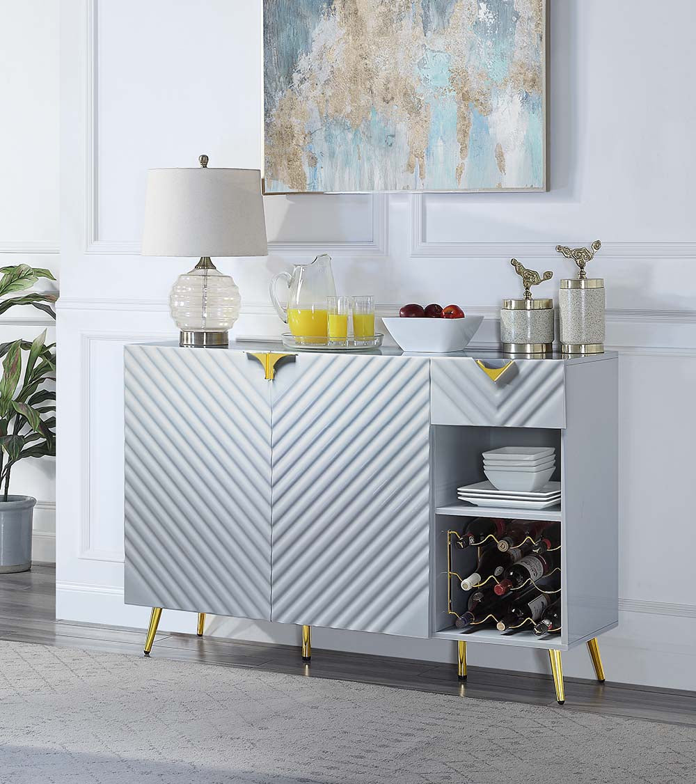 ACME Buffets & Sideboards - ACME Gaines Server, Gray High Gloss Finish