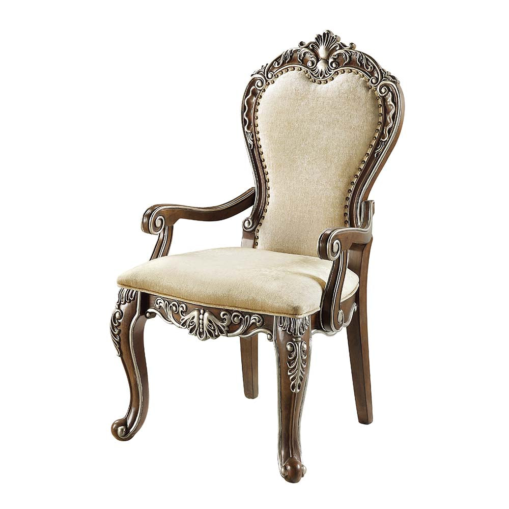 ACME Dining Chairs - ACME Latisha Arm Chair(Set-2), Antique Oak Finish