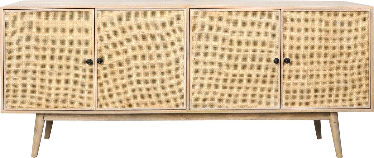 Sagebrook Home Consoles - Wood, 72x31 4-door Rattan Sideboard, Natural Kd