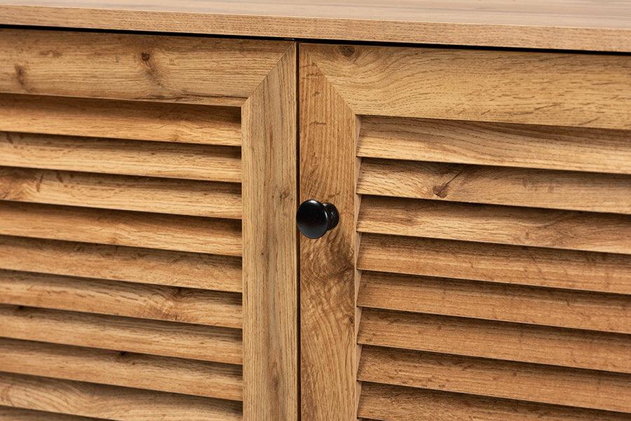 Wholesale Interiors Shoe Storage - Coolidge Oak Brown Finished Wood 3-Door Shoe Storage Cabinet