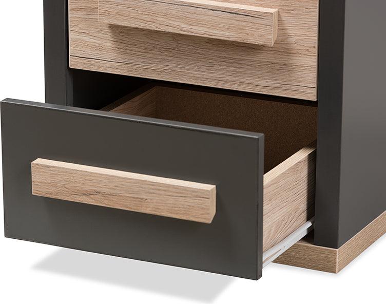 Wholesale Interiors Nightstands & Side Tables - Pandora Nightstand Dark Gray/Oak Light Brown