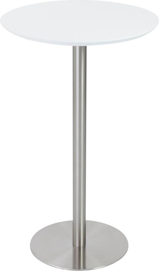 Euro Style Bar Tables - Cookie-B 26" Bar Table in Matte White with Brushed Stainless Steel Column and Base