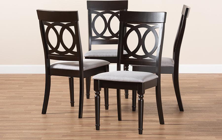 Wholesale Interiors Dining Chairs - Lucie Grey Fabric Upholstered Espresso Brown Finished Wood Dining Chair Set Of 4