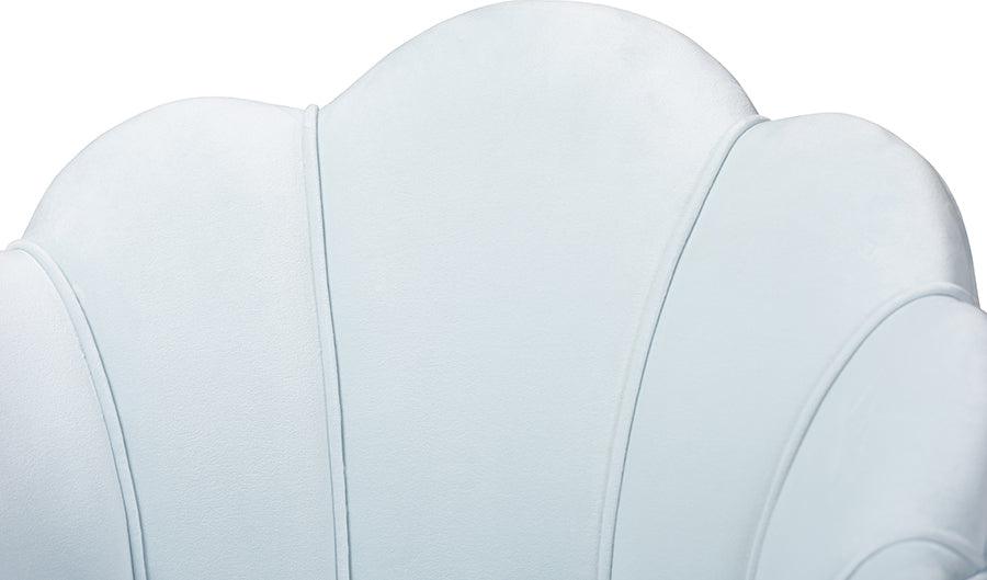 Wholesale Interiors Accent Chairs - Cinzia Light Blue Velvet Fabric Upholstered Gold Finished Seashell Shaped Accent Chair
