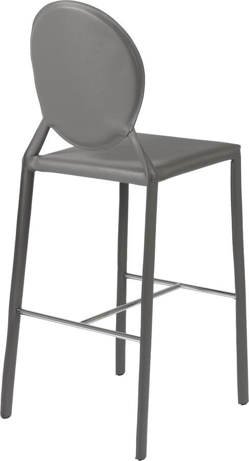 Euro Style Barstools - Isabella Bar Stool in Gray with Polished Stainless Steel Foot Rest - Set of 2