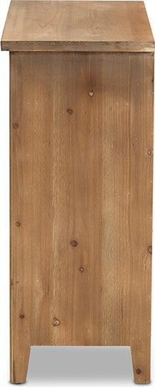 Wholesale Interiors Chest of Drawers - Clement Rustic Transitional Medium Oak Finished 3-Drawer Wood Spindle Storage Cabinet