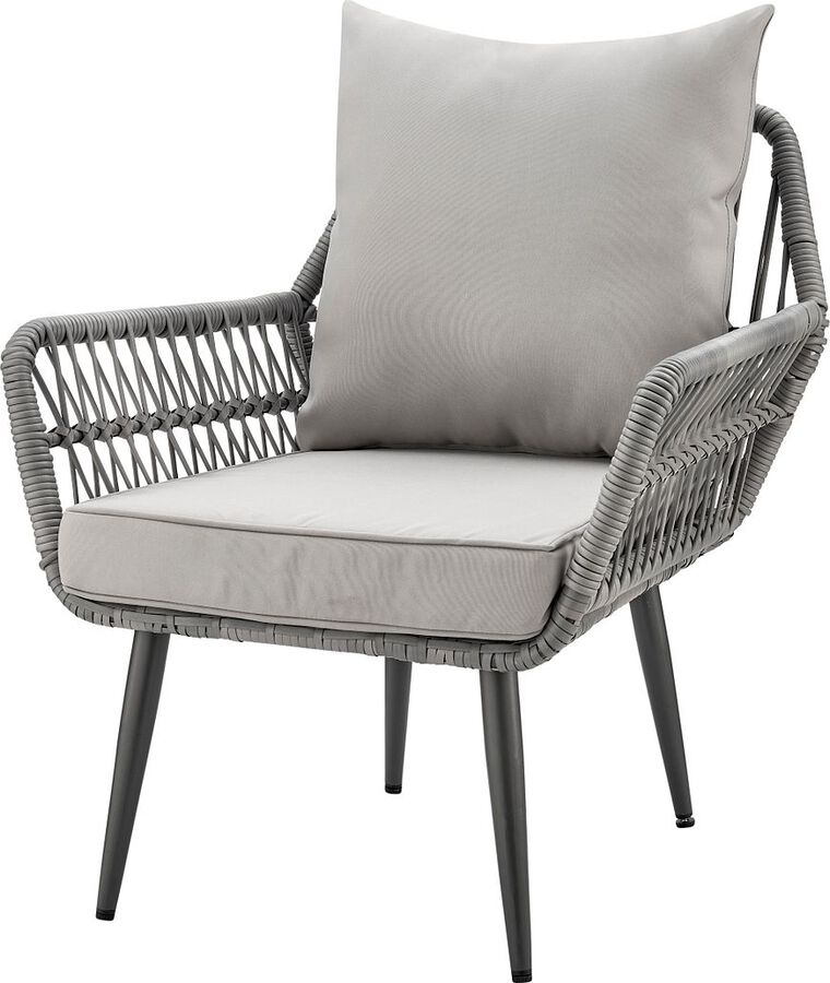 Manhattan Comfort Outdoor Conversation Sets - Cannes Patio 2- Person Seating Group with End Table with Grey Cushions