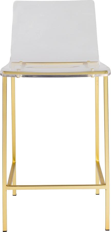 Euro Style Barstools - Chloe Counter Stool in Clear Acrylic with Matte Brushed Gold Legs - Set of 2