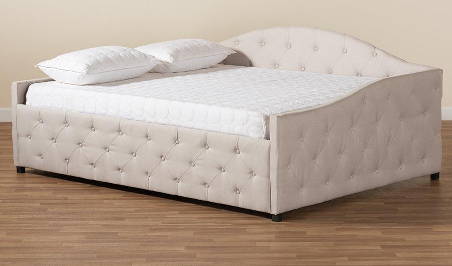 Wholesale Interiors Daybeds - Becker Modern and Contemporary Transitional Beige Fabric Queen Size Daybed