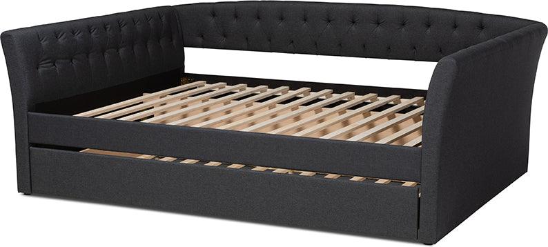 Wholesale Interiors Daybeds - Delora Modern and Contemporary Dark Grey Fabric Upholstered Queen Size Daybed