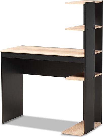 Wholesale Interiors Desks - Callahan Modern and Contemporary Two-Tone Dark Grey and Oak Finished Wood Desk with Shelves