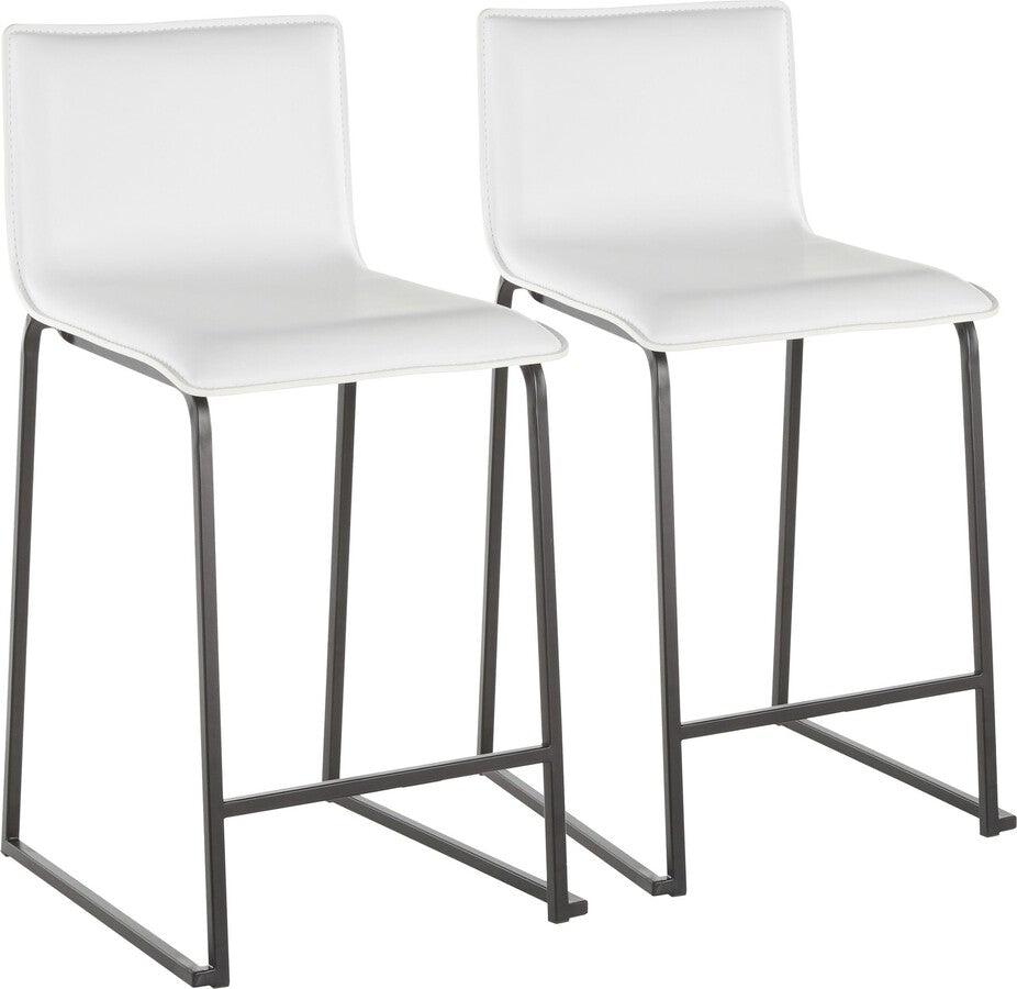 Lumisource Barstools - Mara 26" Contemporary Counter Stool in Black Metal and White Faux Leather - Set of 2