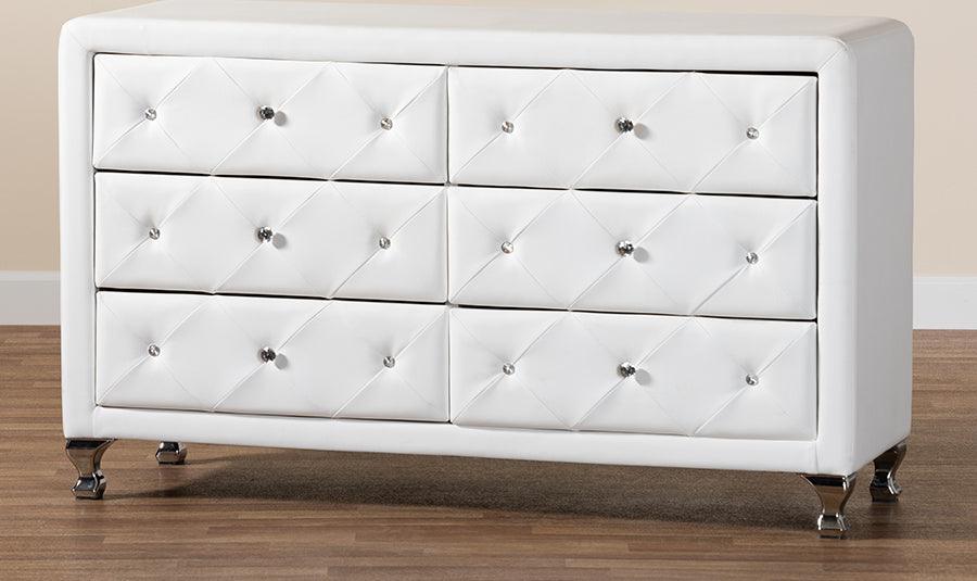 Wholesale Interiors Dressers - Luminescence White Faux Leather Upholstered Dresser