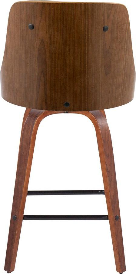 Lumisource Barstools - Gianna 26" Counter Stool In Walnut With Light Grey Faux Leather (Set of 2)