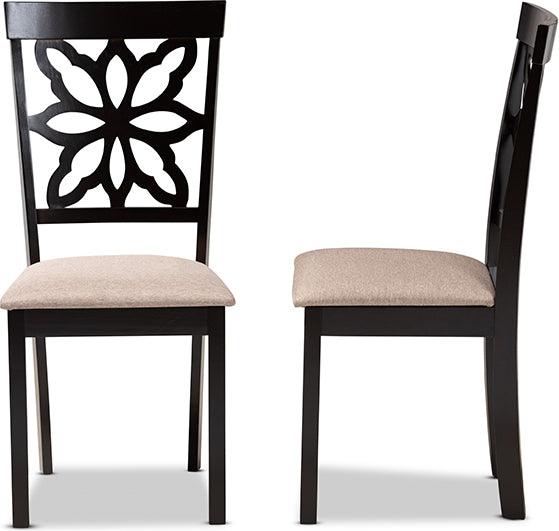 Wholesale Interiors Dining Chairs - Samwell Sand Fabric Upholstered and Dark Brown Finished Wood 2-Piece Dining Chair Set