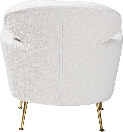 Wholesale Interiors Accent Chairs - Fantasia Modern and Contemporary Ivory Boucle Upholstered and Gold Metal Armchair