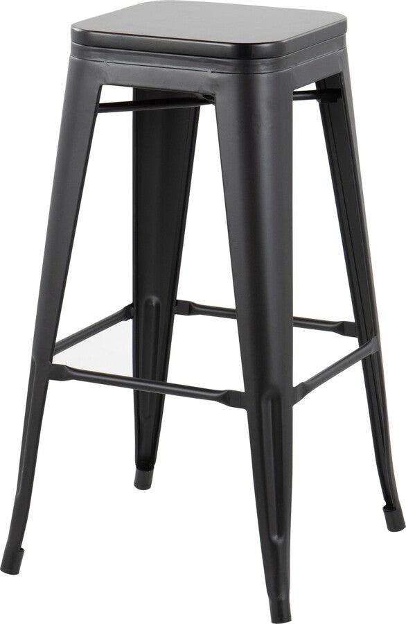 Lumisource Barstools - Oregon Barstool In Black Steel & Black Wood (Set of 2)