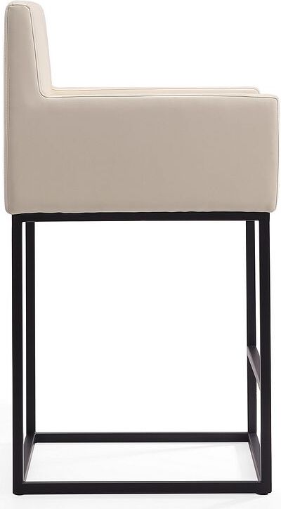 Manhattan Comfort Barstools - Ambassador 38 in. Cream and Black Metal Counter Height Bar Stool